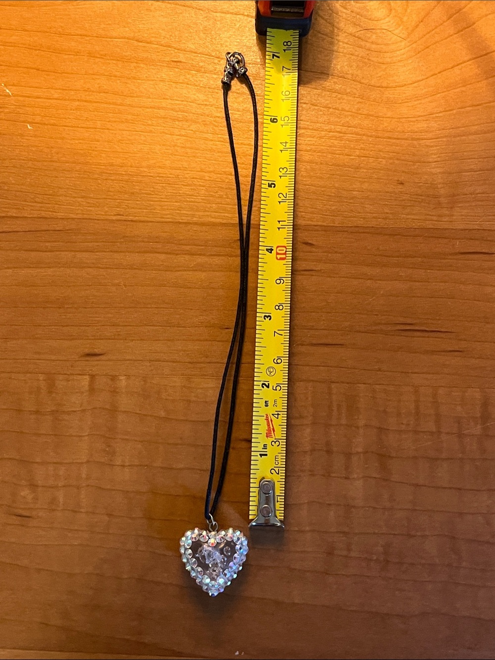 Tarina Tarantino Iridescent Crystal Heart Necklace - Black Cord
